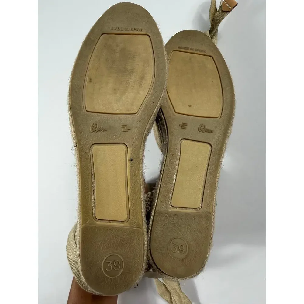Castañer Carina Canvas Low Wedge Espadrilles Beige EU 39 US 8 / 8.5